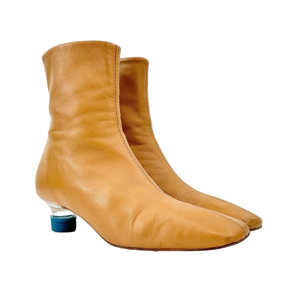 MIISTA Veronika Embellished Leather Ankle Boots - Water Bottle Cap Heel Booties - Picture 1 of 12